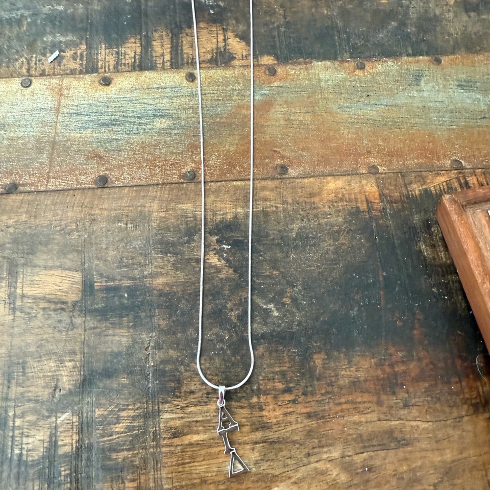 Silver Geometric Pendant Necklace AGD Alpha Gamma Delta